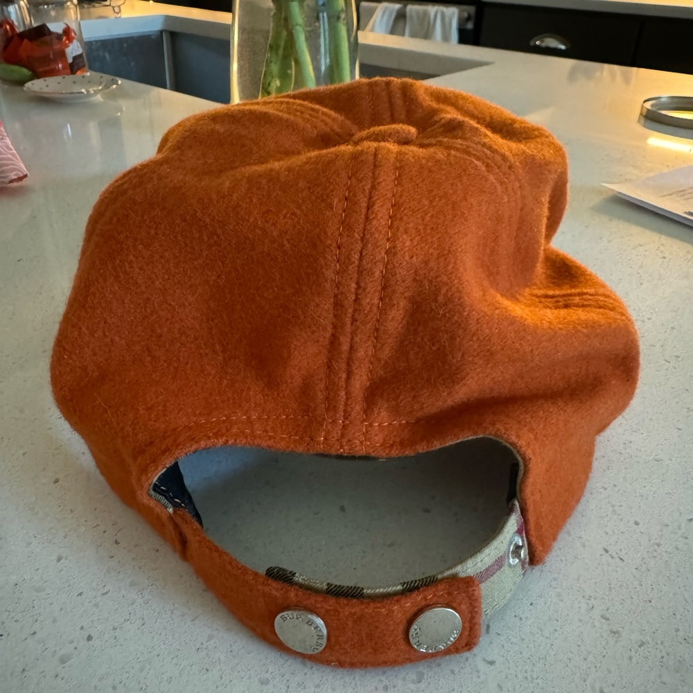 Burberry Wool Orange Baseball Hat Nwot View 3